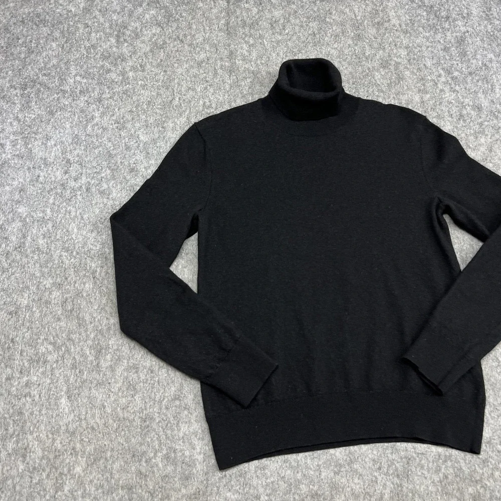 Banana Republic Sweater Mens S Black Italian Merino Turtleneck Pullover Baruffa